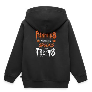 Citrouilles Bonbons Spooks Trick Or Treat Halloween - Sweat Premium à capuche enfant bio - noir - Dos - AI Model Kid Male (0cm)