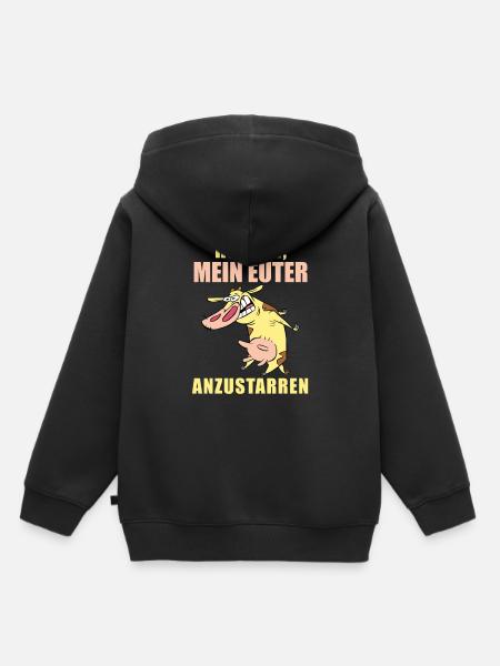Lustige Sprüche, Kuh Cow Kühe Hör auf mein Euter - Kinder Premium Organic Hoodie - Schwarz