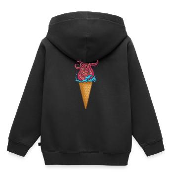 Glace Nautique Eté Amoureux Du Poulpe Kraken - Sweat Premium à capuche enfant bio - noir - Dos - AI Model Kid Male (0cm)