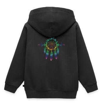 Culture amérindienne Plumes de saule - Sweat Premium à capuche enfant bio - noir - Dos - AI Model Kid Male (0cm)