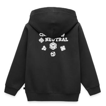 RPG Dés Dice Dragons CHAOTIC NEUTRE - Sweat Premium à capuche enfant bio - noir - Dos - AI Model Kid Male (0cm)