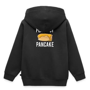 Drôle de proverbes drôles PEACE JOY CADEAU DE PANCAKE - Sweat Premium à capuche enfant bio - noir - Dos - AI Model Kid Male (0cm)