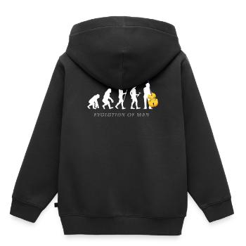 Évolution de l'homme cadeau d'amant d'instruments à cordes basses - Sweat Premium à capuche enfant bio - noir - Dos - AI Model Kid Male (0cm)
