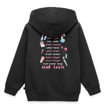 Nail Tech Esthéticienne Ongles Nail Tech Cadeau - Sweat Premium à capuche enfant bio - noir - Dos - AI Model Kid Male (0cm)