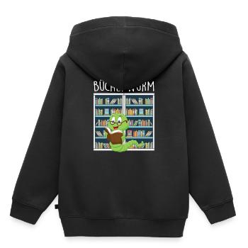 Bucherwurm in the Library - Kids Premium Organic Hoodie - black - Back - AI Model Kid Male (0cm)