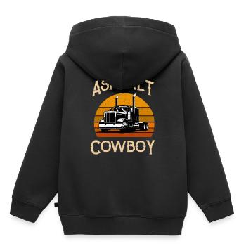 Conducteur de camion routier routier rétro asphalte - Sweat Premium à capuche enfant bio - noir - Dos - AI Model Kid Male (0cm)