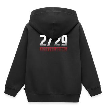 2 29 Forever Young Cadeau du 29 février - Sweat Premium à capuche enfant bio - noir - Dos - AI Model Kid Male (0cm)