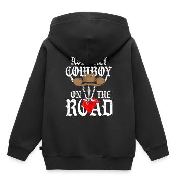 Autobahn-LKW-LKW-Fahrer-Asphalt-Cowboy auf - Kinder Premium Organic Hoodie - Schwarz - Hinten - AI Model Kid Male (0cm)