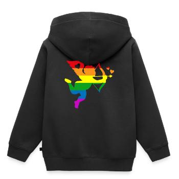 Amor Regenbogen Valentinstag Herzen Tag Liebe Geschenk - Kinder Premium Organic Hoodie - Schwarz - Hinten - AI Model Kid Male (0cm)