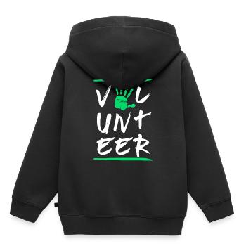 Bénévoles Bénévoles Bénévolat Sauvetage Charité - Sweat Premium à capuche enfant bio - noir - Dos - AI Model Kid Male (0cm)