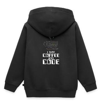 Je transforme le café en cadeau HTML de codage de codeur de code - Sweat Premium à capuche enfant bio - noir - Dos - AI Model Kid Male (0cm)