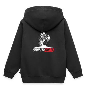 Grip It Rip It Motocross Moto Dirt Bike Cadeau - Sweat Premium à capuche enfant bio - noir - Dos - AI Model Kid Male (0cm)