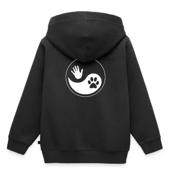 Cadeau de chiots de chiot d'amant de chien humain de chien de Yin Yang - Sweat Premium à capuche enfant bio - noir - Dos - AI Model Kid Male (0cm)