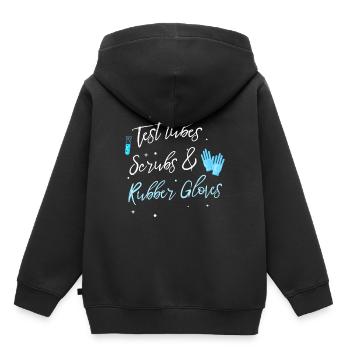 Laboratoire médical de tubes à essai et de gants en caoutchouc - Sweat Premium à capuche enfant bio - noir - Dos - AI Model Kid Male (0cm)