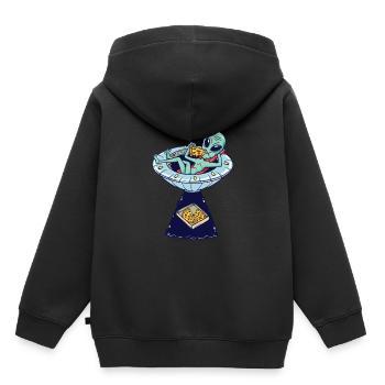 Alien Abduction Pizza UFO Flying Saucer Aliens - Kids Premium Organic Hoodie - black - Back - AI Model Kid Male (0cm)