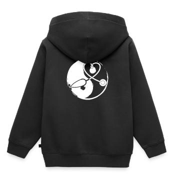 Yin Yang Stéthoscope Docteur Médecin Médecin - Sweat Premium à capuche enfant bio - noir - Dos - AI Model Kid Male (0cm)