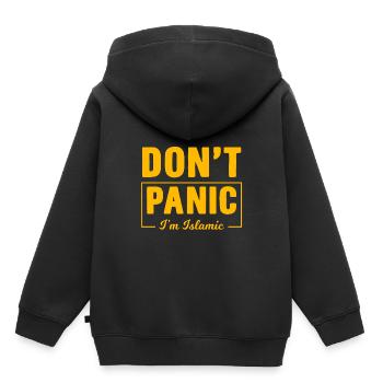 Ne paniquez pas, je suis islamique musulman Islam Allah mosquée - Sweat Premium à capuche enfant bio - noir - Dos - AI Model Kid Male (0cm)