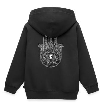 Symbole Hamsa Islam musulman Allah Coran Coran Cadeau - Sweat Premium à capuche enfant bio - noir - Dos - AI Model Kid Male (0cm)