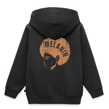 Melanin Woman Girl Queen Black History Month Cadeau - Sweat Premium à capuche enfant bio - noir - Dos - AI Model Kid Male (0cm)