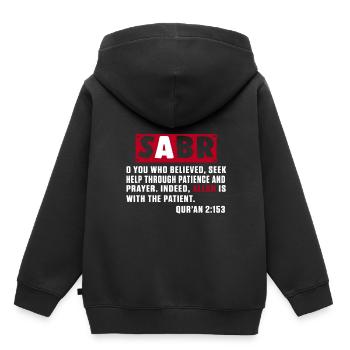 Sabr Islam Muslim Allah Mosquée Coran Religion Cadeau - Sweat Premium à capuche enfant bio - noir - Dos - AI Model Kid Male (0cm)