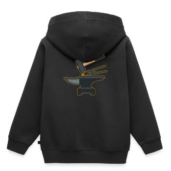 Blacksmiith Outils Marteau Enclume Forge Farrier Cadeau - Sweat Premium à capuche enfant bio - noir - Dos - AI Model Kid Male (0cm)