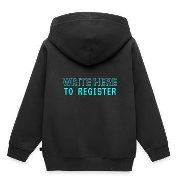 Unterschreiben hier Party Registrierung Event - Kinder Premium Organic Hoodie - Schwarz - Hinten - AI Model Kid Male (0cm)