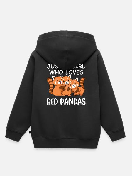 Red Panda Geschenk Mädchen Frauen Roter Panda - Premium børne hættetrøje økologisk - sort