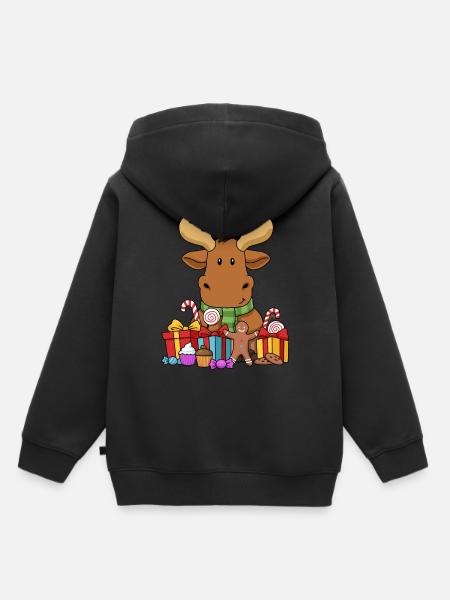 Weihnachtsgeschenke Elch Shirt Weihnachtsbaum Elch - Premium børne hættetrøje økologisk - sort