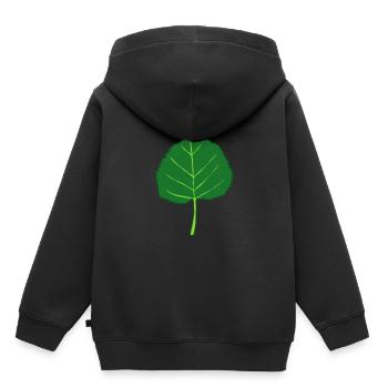 Tilleul - Arbre - Feuille - Sweat Premium à capuche enfant bio - noir - Dos - AI Model Kid Male (0cm)