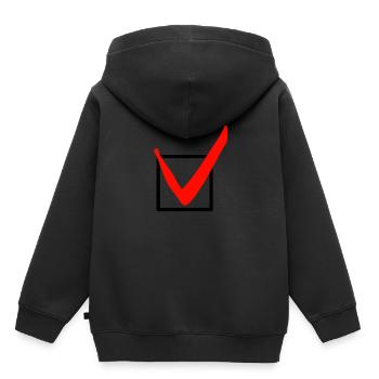 Häkchen - Kinder Premium Organic Hoodie - Schwarz - Hinten - AI Model Kid Male (0cm)