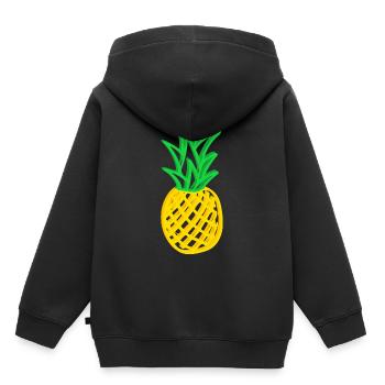 Ananas - Kinder Premium Organic Hoodie - Schwarz - Hinten - AI Model Kid Male (0cm)