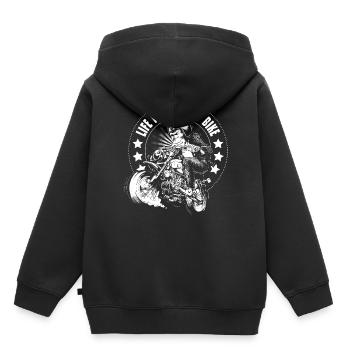Monkey Bike - Sweat Premium à capuche enfant bio - noir - Dos - AI Model Kid Male (0cm)