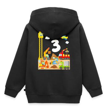 Véhicules de chantier Grue de 3 ans - Sweat Premium à capuche enfant bio - noir - Dos - AI Model Kid Male (0cm)