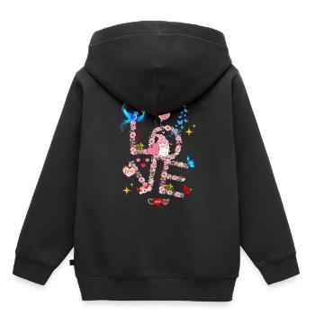 Blumen Valentinstag Ich LIEBE dich - Kinder Premium Organic Hoodie - Schwarz - Hinten - AI Model Kid Male (0cm)