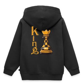 Roi des échecs Élégance - Sweat Premium à capuche enfant bio - noir - Dos - AI Model Kid Male (0cm)