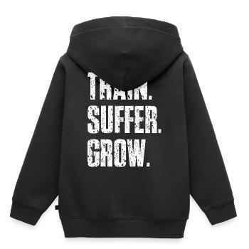 Train Suffer Grow Grunge Motto - White - Kinder Premium Organic Hoodie - Schwarz - Hinten - AI Model Kid Male (0cm)