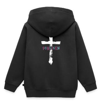 Croix - Jésus - Pardonné - Chrétien - Sweat Premium à capuche enfant bio - noir - Dos - AI Model Kid Male (0cm)