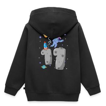 Astronaut mit Rakete auf Asteroid 11. Geburtstag - Kinder Premium Organic Hoodie - Schwarz - Hinten - AI Model Kid Male (0cm)