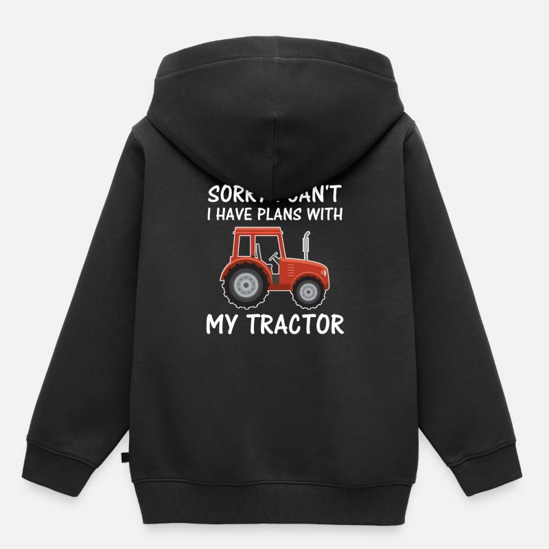 J’ai des projets avec mon tracteur. - Sweat Premium à capuche enfant bio - noir