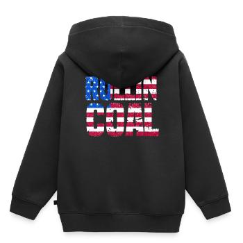 Conception de rouleaux de carbone aux États-Unis pour les conducteurs de diesel - Sweat Premium à capuche enfant bio - noir - Dos - AI Model Kid Male (0cm)