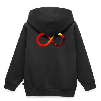 Symbole infini Infini Rouge Orange Jaune - Sweat Premium à capuche enfant bio - noir - Dos - AI Model Kid Male (0cm)