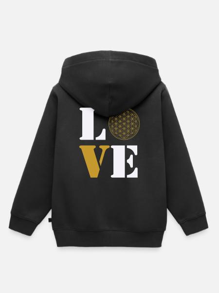 Love Lebensblume - Kinder Premium Organic Hoodie - Schwarz