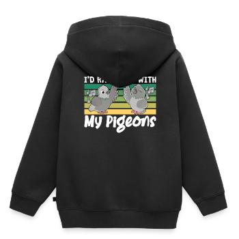 Eher mit Tauben Design für Taubenliebhaber - Kinder Premium Organic Hoodie - Schwarz - Hinten - AI Model Kid Male (0cm)