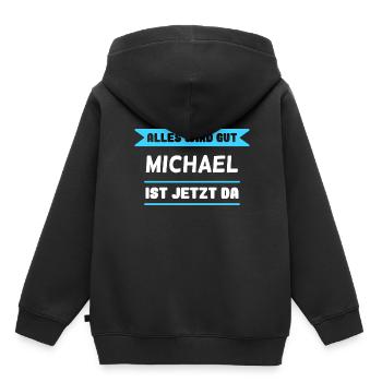 Michael Name Design für stolze Michaels - Kinder Premium Organic Hoodie - Schwarz - Hinten - AI Model Kid Male (0cm)