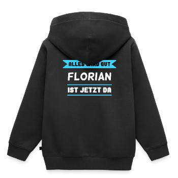 Florian Name Design für stolze Florians - Kinder Premium Organic Hoodie - Schwarz - Hinten - AI Model Kid Male (0cm)