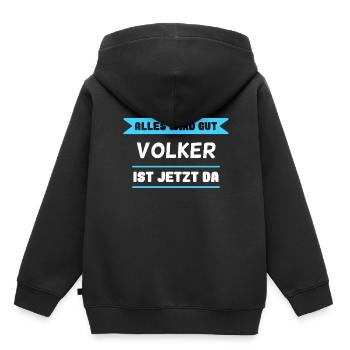 Volker Name Design für stolze Volker - Kinder Premium Organic Hoodie - Schwarz - Hinten - AI Model Kid Male (0cm)