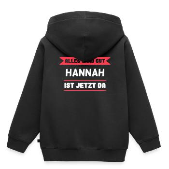 Hannah Name Design für stolze Hannahs - Kinder Premium Organic Hoodie - Schwarz - Hinten - AI Model Kid Male (0cm)