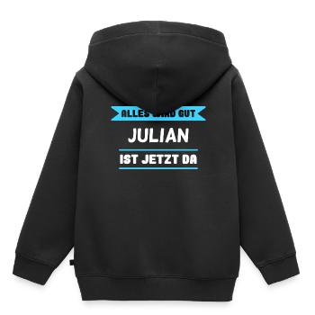 Julian Name Design für stolze Julians - Kinder Premium Organic Hoodie - Schwarz - Hinten - AI Model Kid Male (0cm)