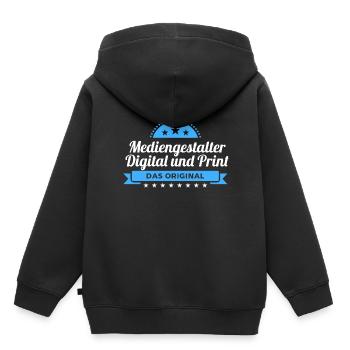 Mediengestalter Digital Print Design für Profis - Kinder Premium Organic Hoodie - Schwarz - Hinten - AI Model Kid Male (0cm)