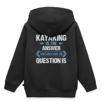 Faire du kayak est la réponse - Sweat Premium à capuche enfant bio - noir - Dos - AI Model Kid Male (0cm)